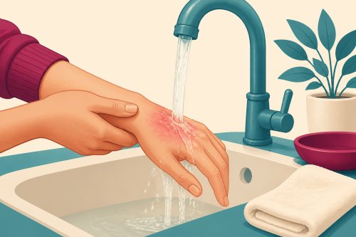 تبريد حرق بسيط بماء جارٍ بارد